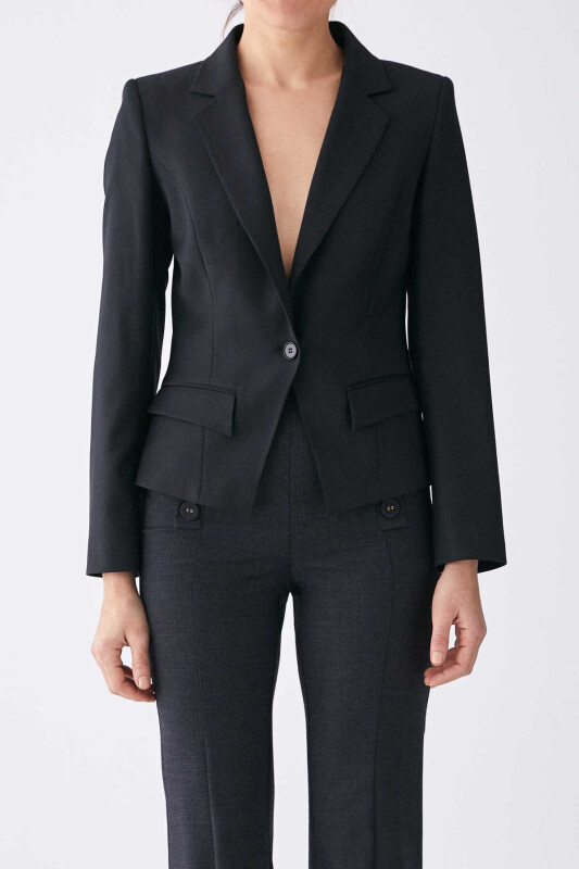  Tek Düğmeli Klasik Ceket Siyah - 1