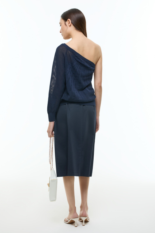 Tek Omuz Triko Bluz Lacivert - Roman (1)