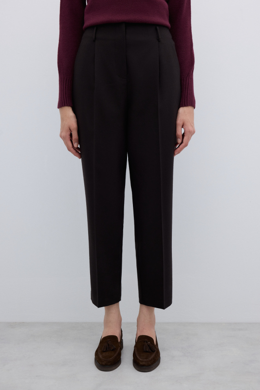 Tek Pilili Havuç Pantolon Kahve - 4