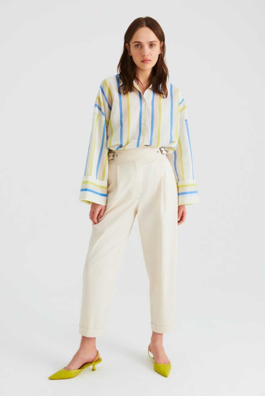 Tokalı Kadın Pantolon Bej - 1