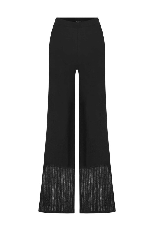 Geniş Paça Triko Pantolon Siyah - 5