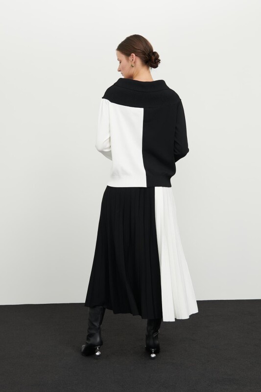 Low Shoulder Knitwear Black-White - 2