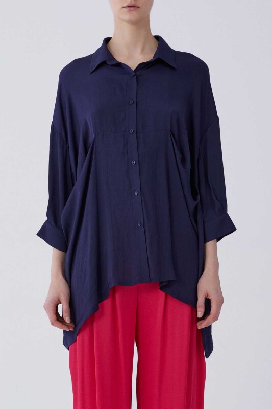 Truvakar Kol Asimetrik Gömlek Lacivert - 1