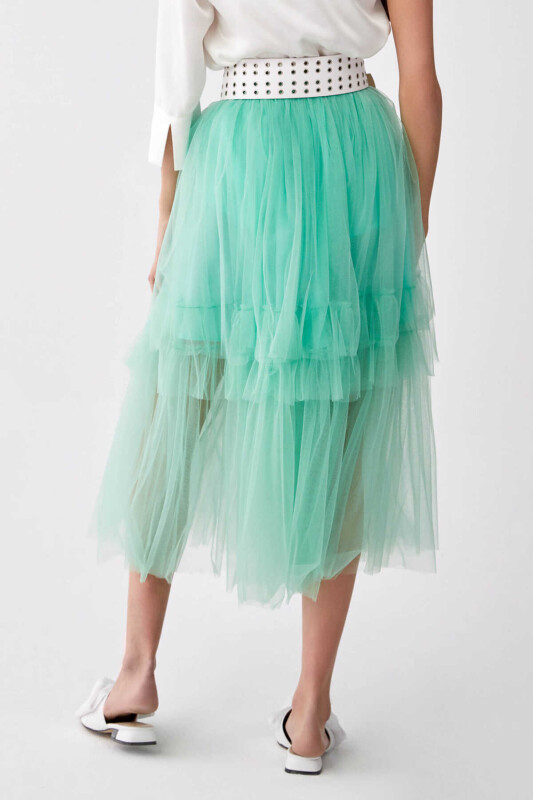 Tüllü Midi Boy Etek Yeşil - 2