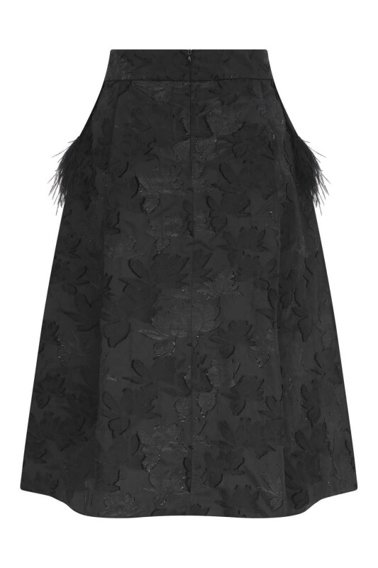  Tüy Detaylı Etek Siyah - 5