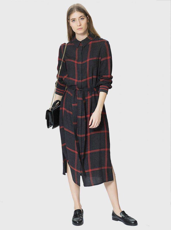  Uzun Kol Çizgli Günlük Elbise Standart Renk - 3