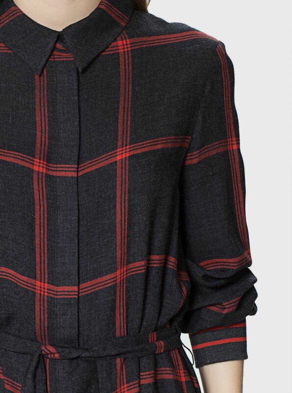  Uzun Kol Çizgli Günlük Elbise Standart Renk - 4