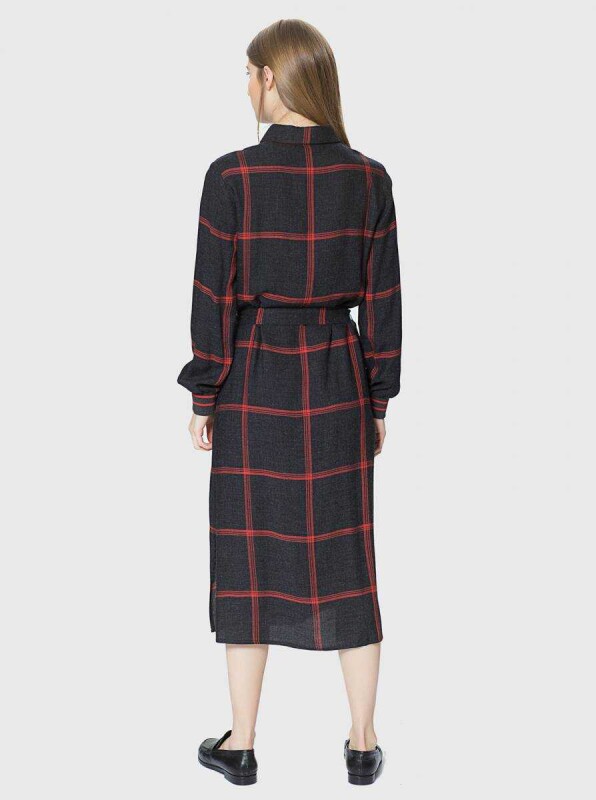  Uzun Kol Çizgli Günlük Elbise Standart Renk - 2