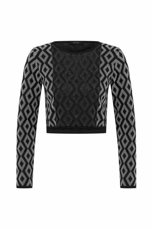  Uzun Kollu Desenli Triko Standart Renk - 4