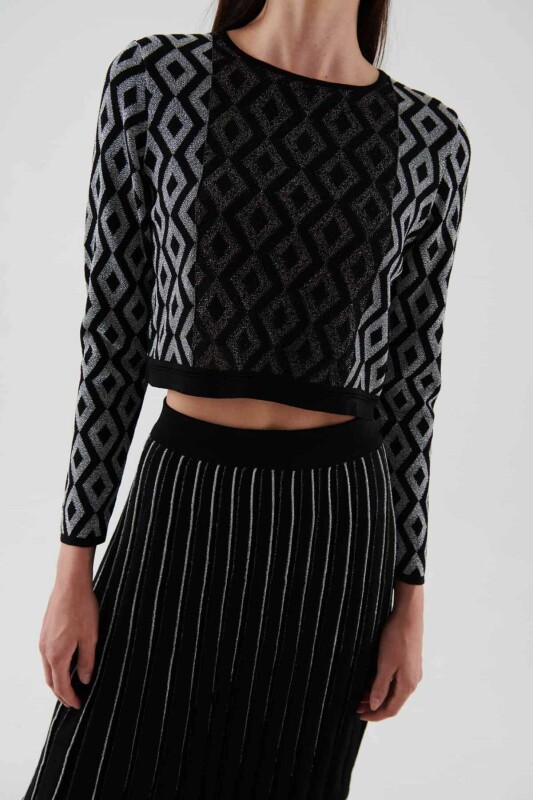  Uzun Kollu Desenli Triko Standart Renk - 3