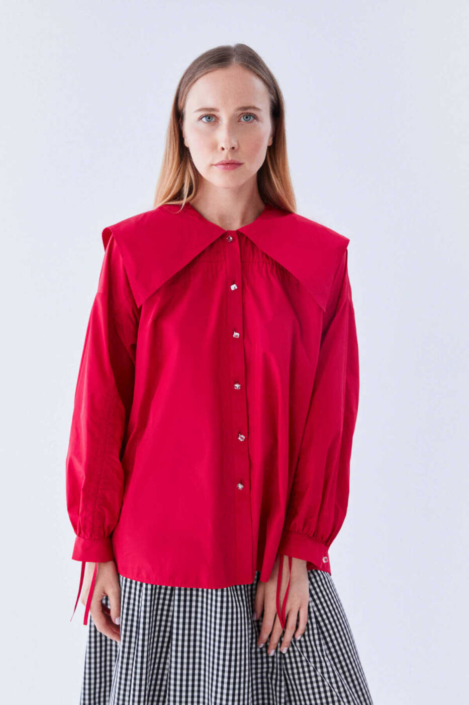 Uzun Kollu Kadın Gömlek Kırmızı - 3