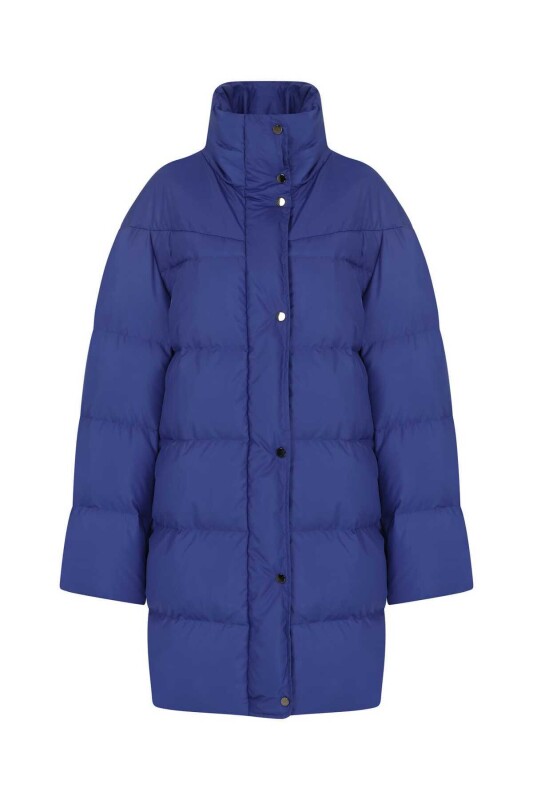  Uzun Şişme Mont Saks - 4