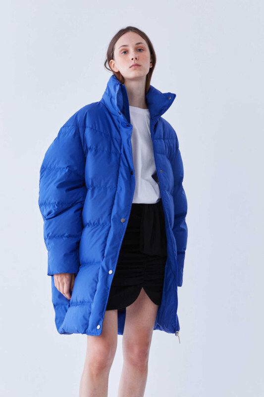  Uzun Şişme Mont Saks - 3