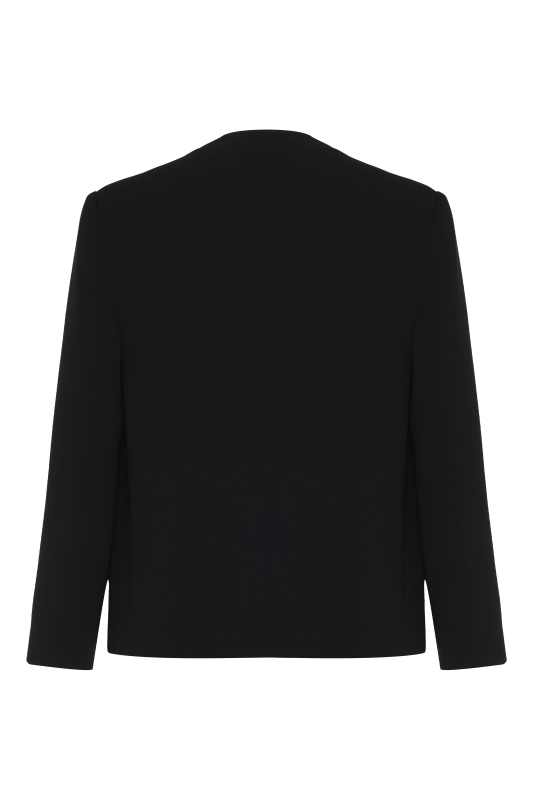 V Yaka Fular Detaylı Ceket Siyah - 6