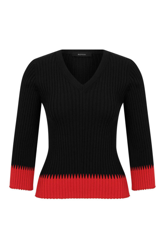  V Yaka Triko Standart Renk - 4