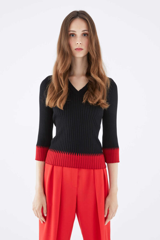  V Yaka Triko Standart Renk - 1