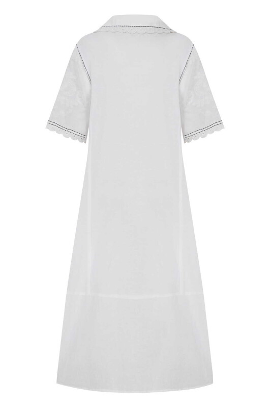 V Yakalı Desenli Günlük Elbise Standart Renk - 5