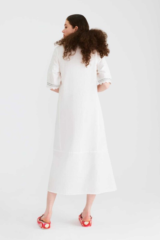 V Yakalı Desenli Günlük Elbise Standart Renk - 2