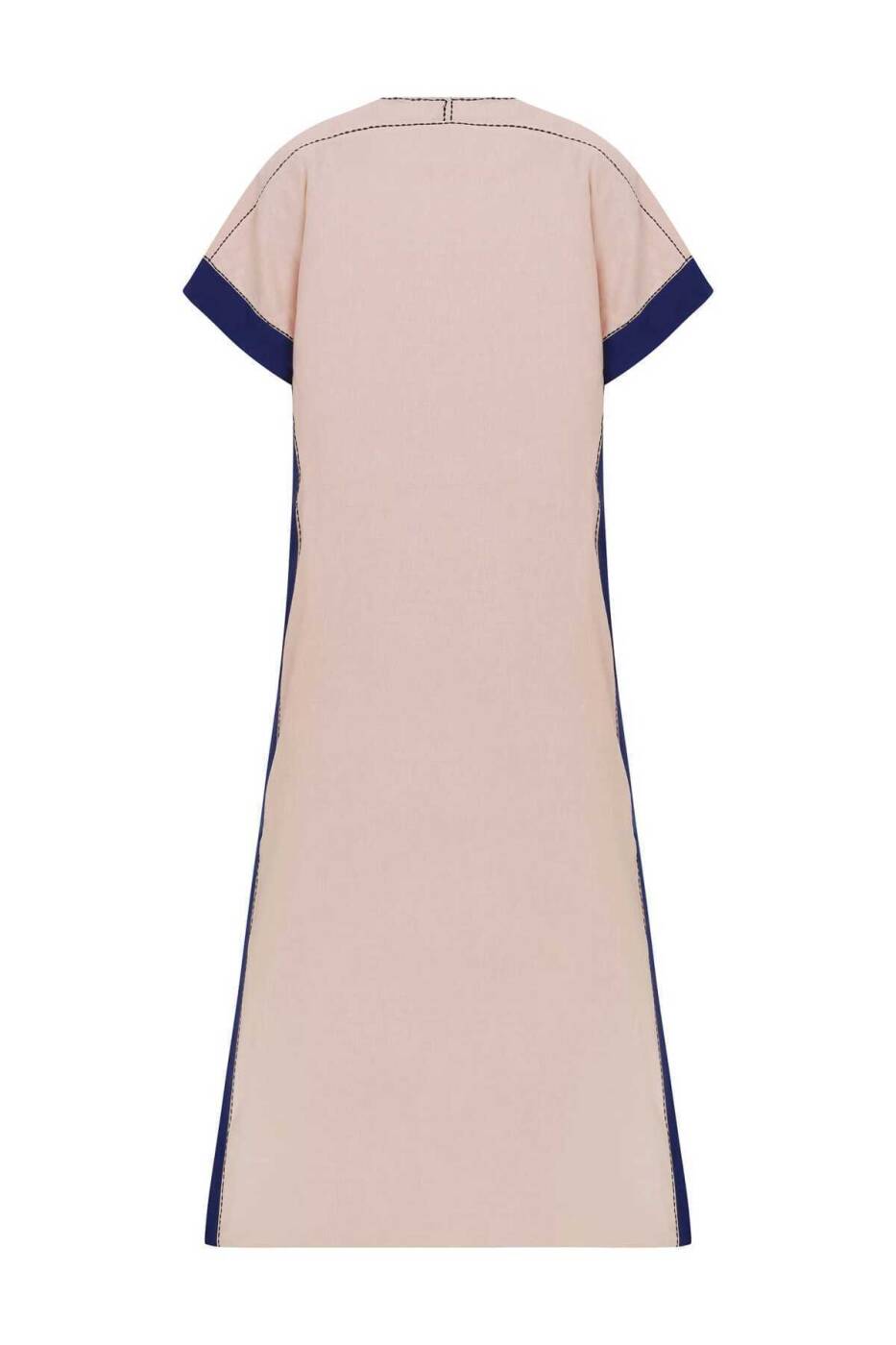 V Yakalı Desenli Uzun Günlük Elbise Standart Renk - 5