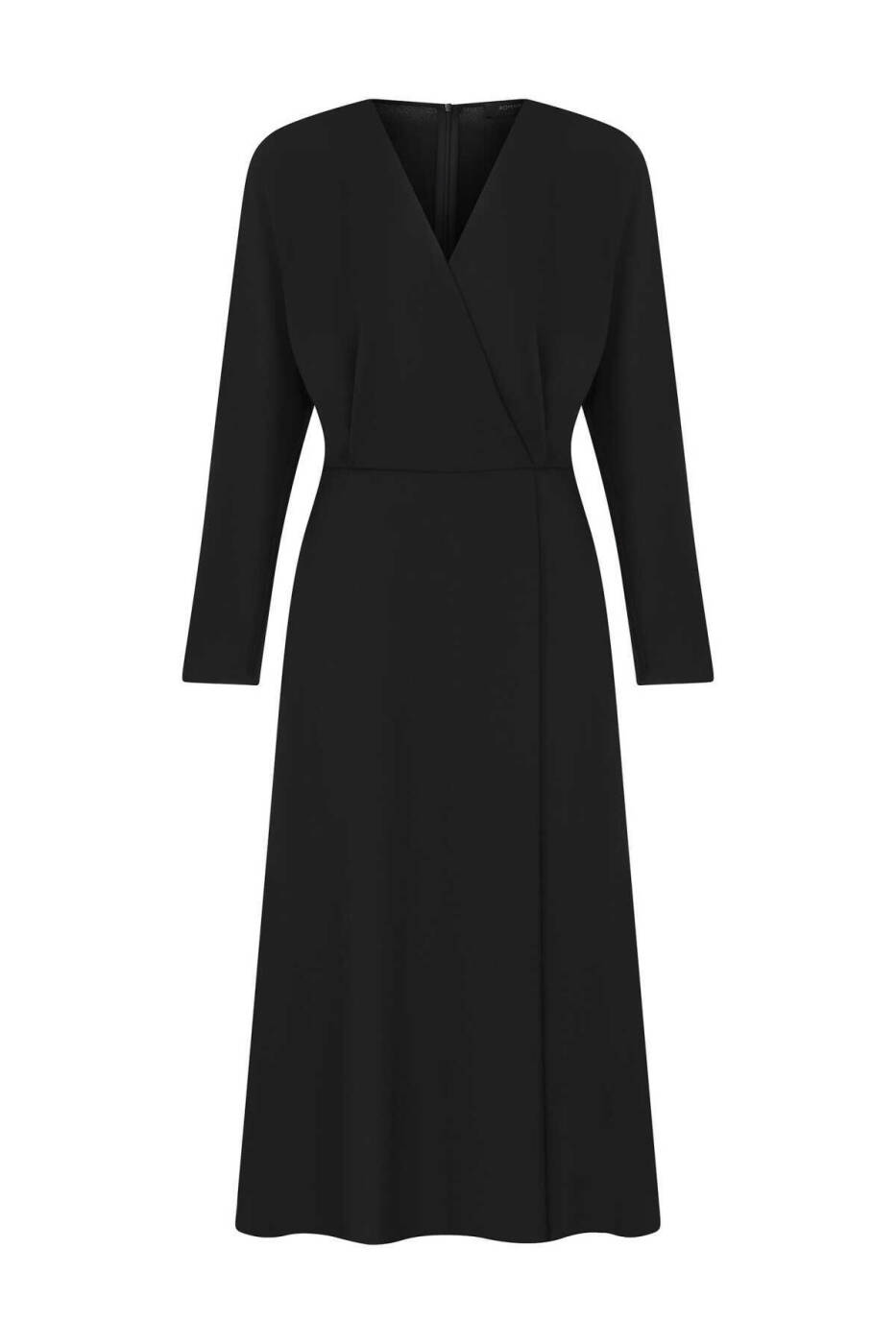  V Yakalı Uzun Elbise Siyah - 4