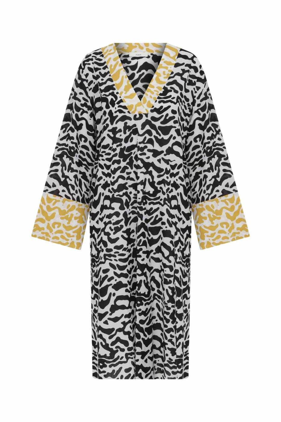V Yakalı Zebra Desenli Kimono Standart Renk - 5