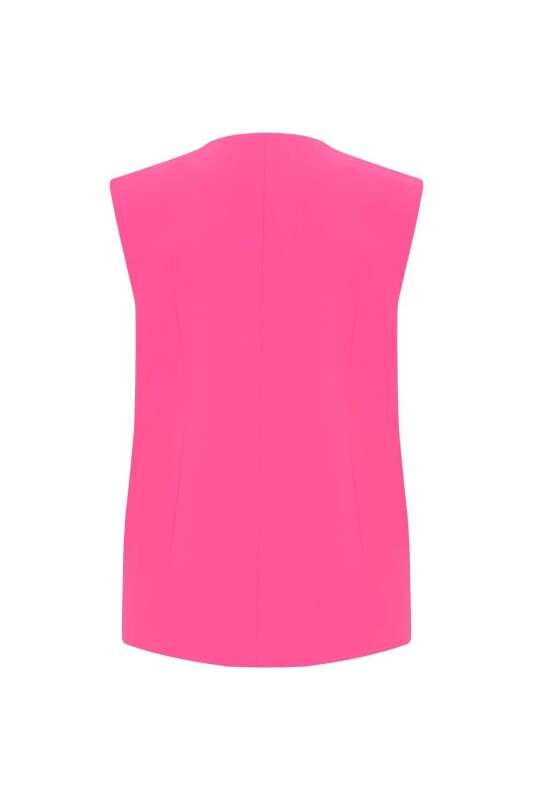 Vatkalı Kruvaze Kadın Yelek Fuşya - 5