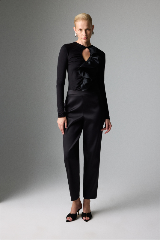 Volan Detaylı Bodysuit Siyah - 3