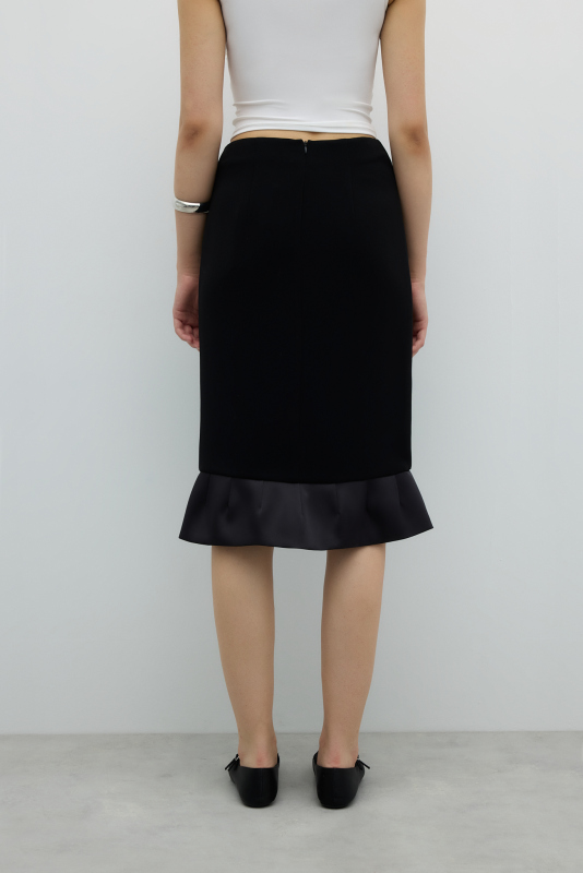 Volan Detaylı Tüp Etek Siyah - 2