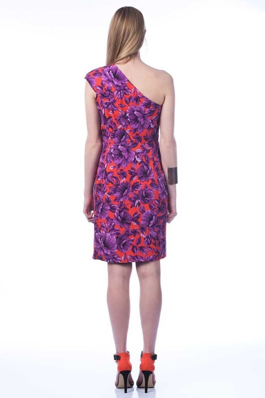 Tek Omuz Askılı Mini Boy Elbise Mor - 2