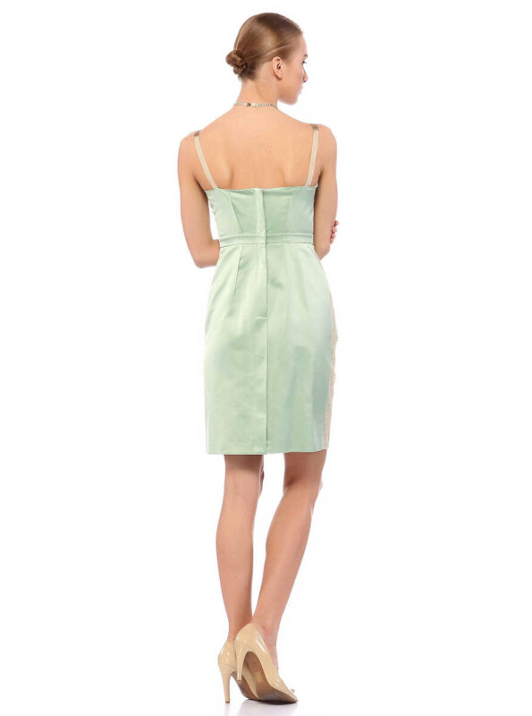 Askılı Saten Mini Elbise Nil Yeşili - 2