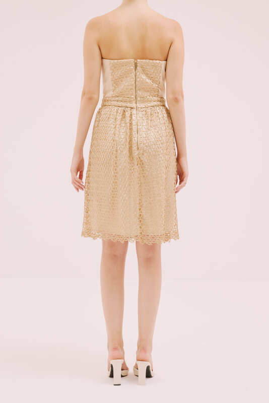 Straplez Mini Elbise Gold - 2