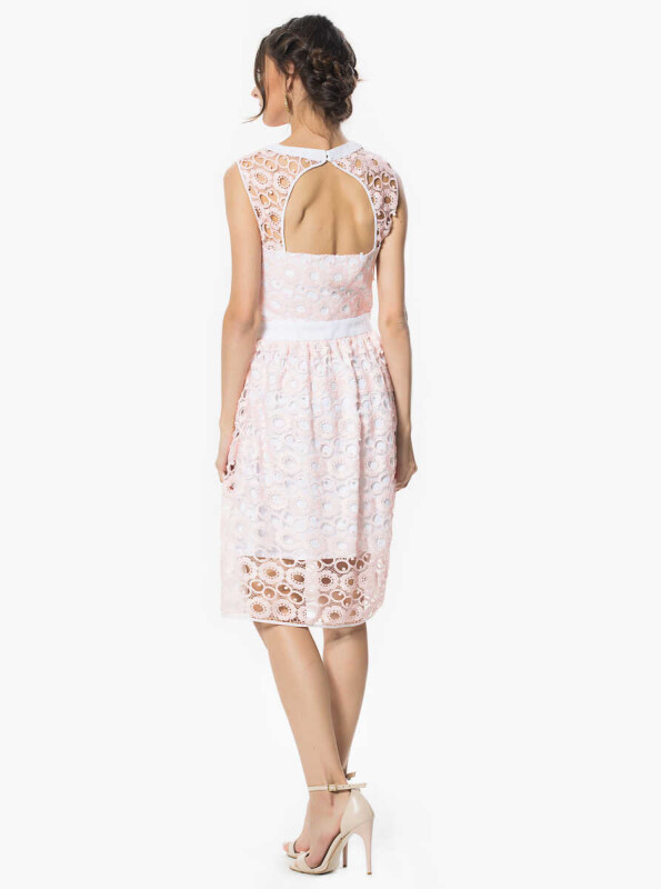 Kolsuz Midi Boy Günlük Elbise Pudra - 2