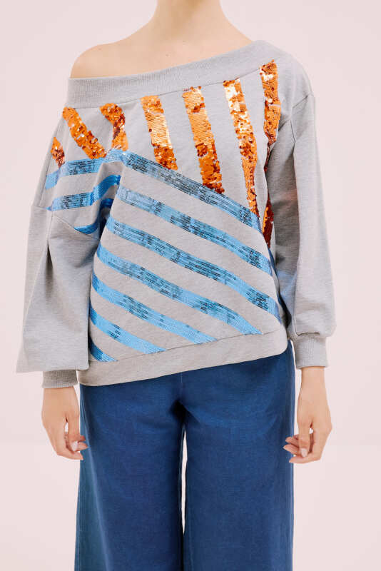 Kayık Yaka sweatshirt Standart Renk - 1