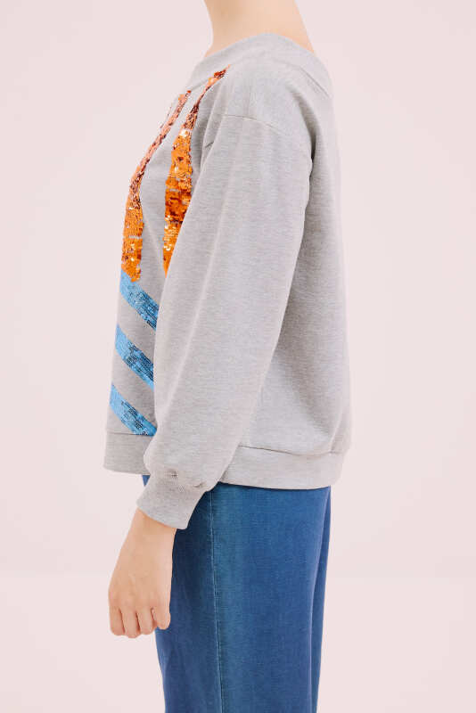 Kayık Yaka sweatshirt Standart Renk - 3