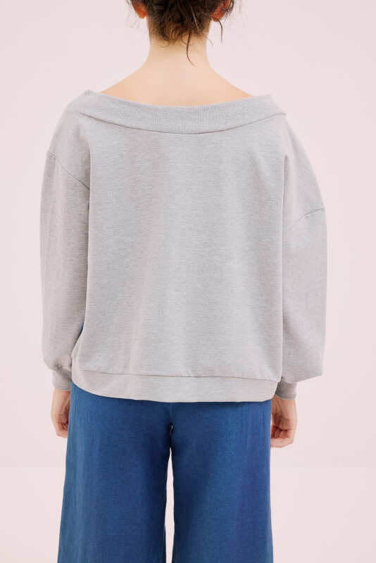 Kayık Yaka sweatshirt Standart Renk - 2