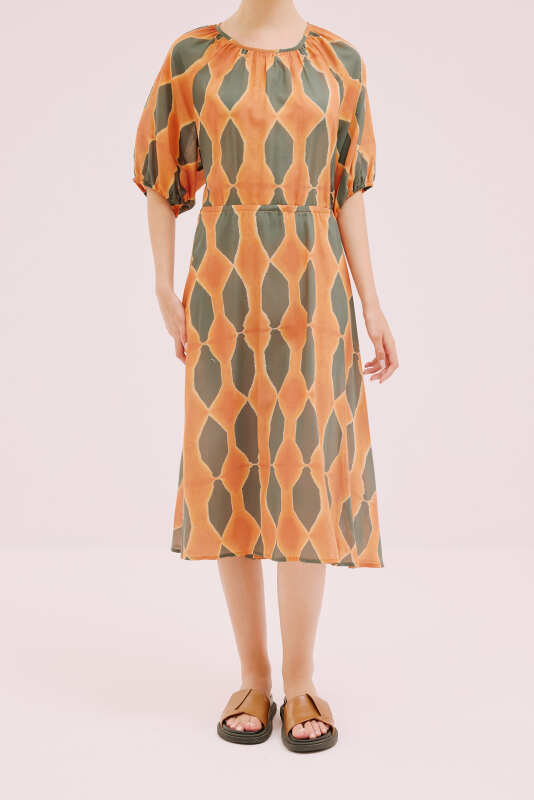 Bağlama Detaylı Sırt Dekolteli Midi Boy Elbise Standart Renk - 1