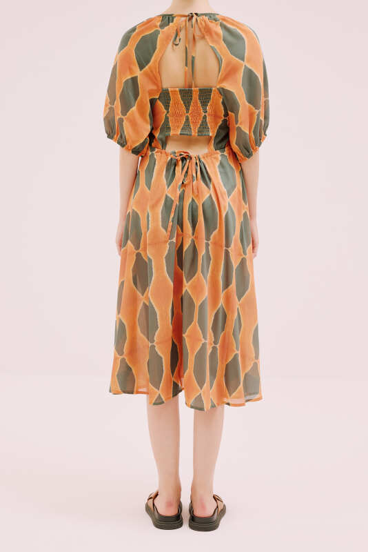 Bağlama Detaylı Sırt Dekolteli Midi Boy Elbise Standart Renk - 2