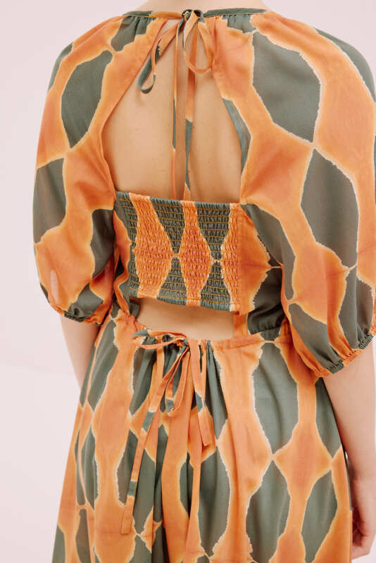 Bağlama Detaylı Sırt Dekolteli Midi Boy Elbise Standart Renk - 4