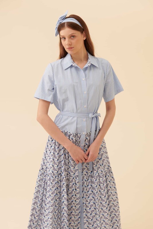 Yırtmaçlı Günlük Elbise Standart Renk - 4