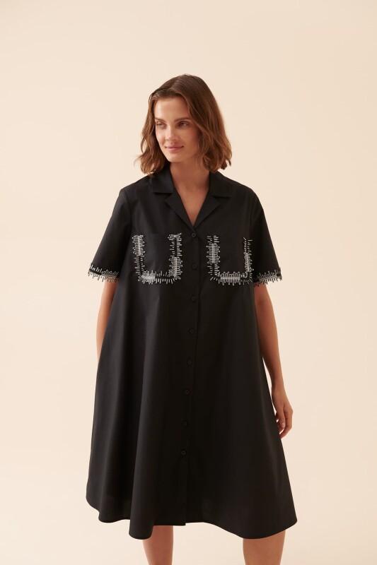 Midi Boy Elbise Siyah - 1