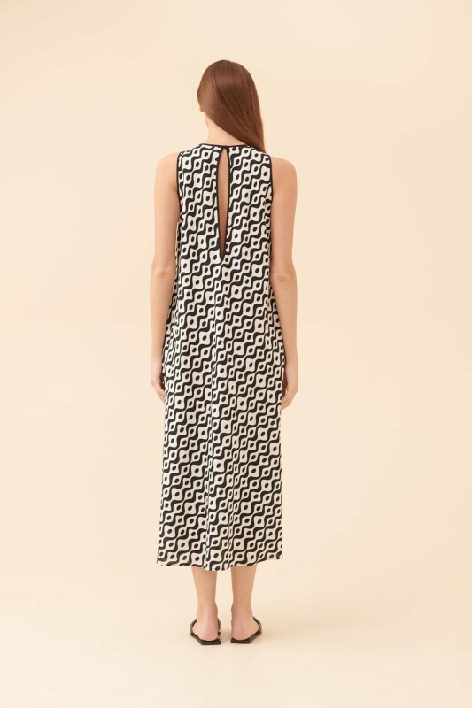 Kolsuz Günlük Elbise Siyah-Beyaz - 2