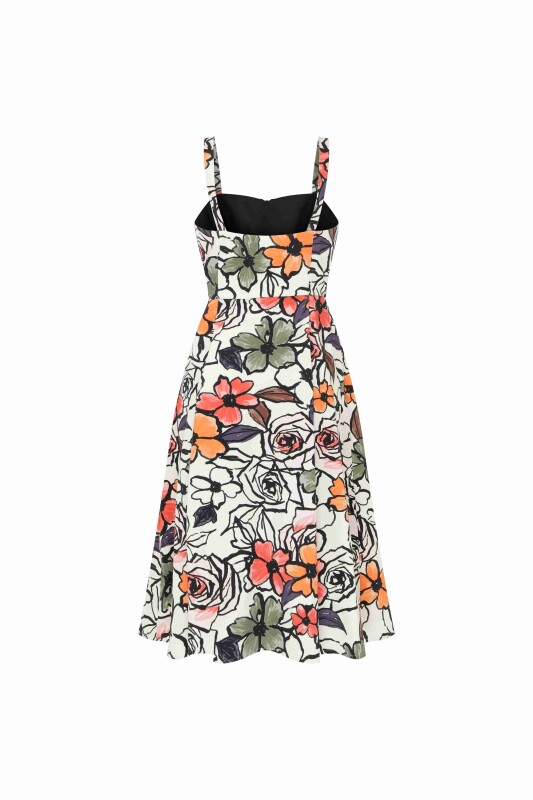 Askılı Çiçek Desenli Elbise Standart Renk - 5