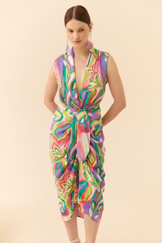 Dekolteli Elbise Standart Renk - 3