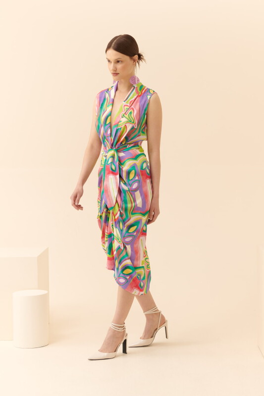 Dekolteli Elbise Standart Renk - 4