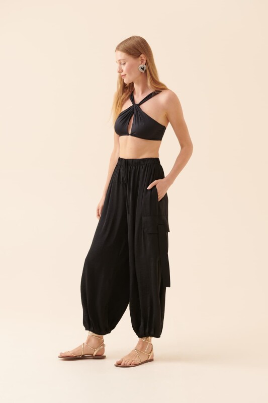 Şalvar Kesim Pantolon Siyah - 3