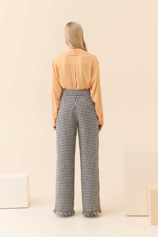 Geniş Paça Pantolon Lacivert - Beyaz - 2