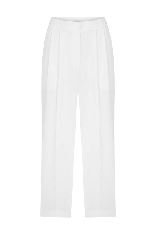 Pileli Pantolon Beyaz - 4