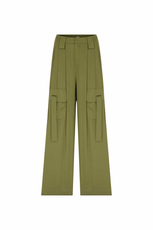 Yanları Cepli Pantolon Yeşil - 4