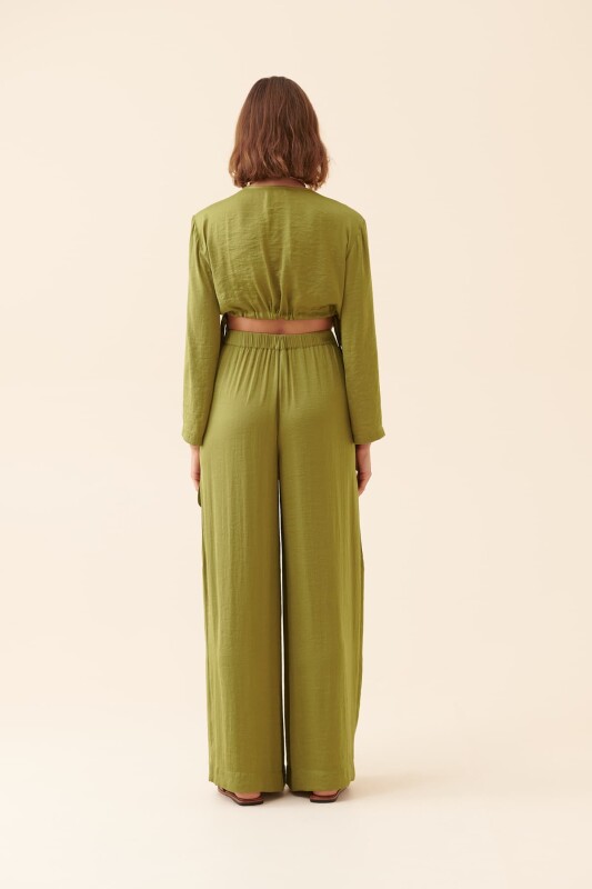 Yanları Cepli Pantolon Yeşil - 2