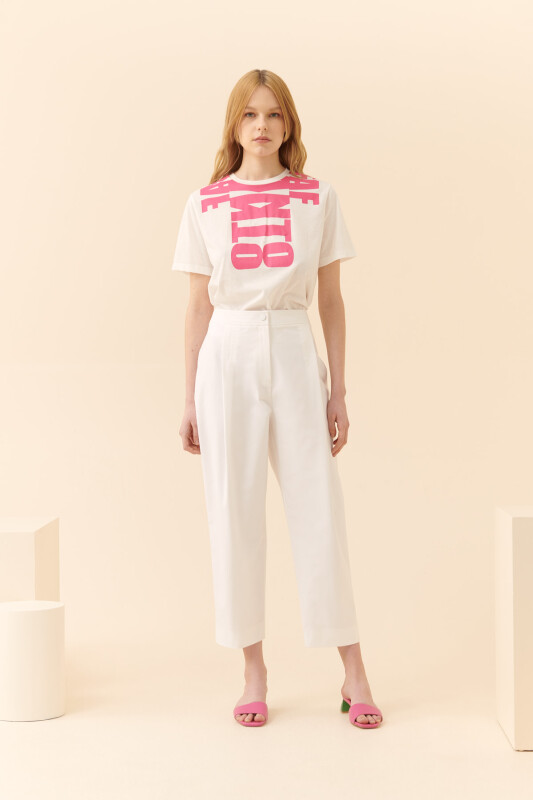 Yarım Paça Pantolon Beyaz - 1